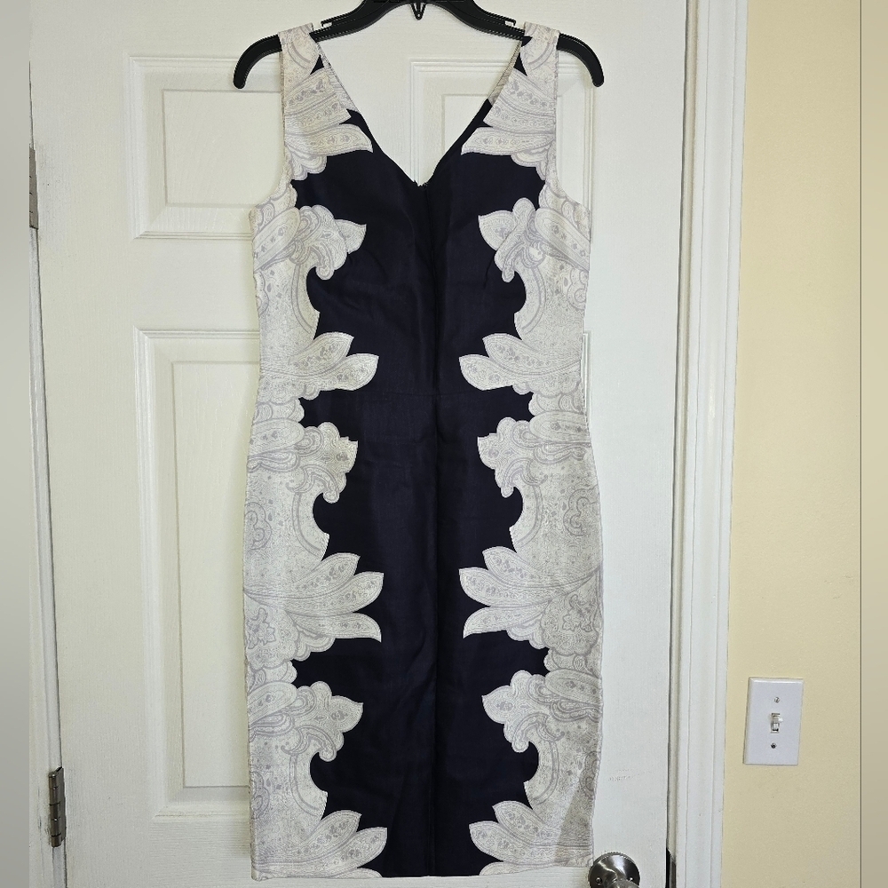 Banana Republic Navy White Paisley Sheath Dress New With Tags